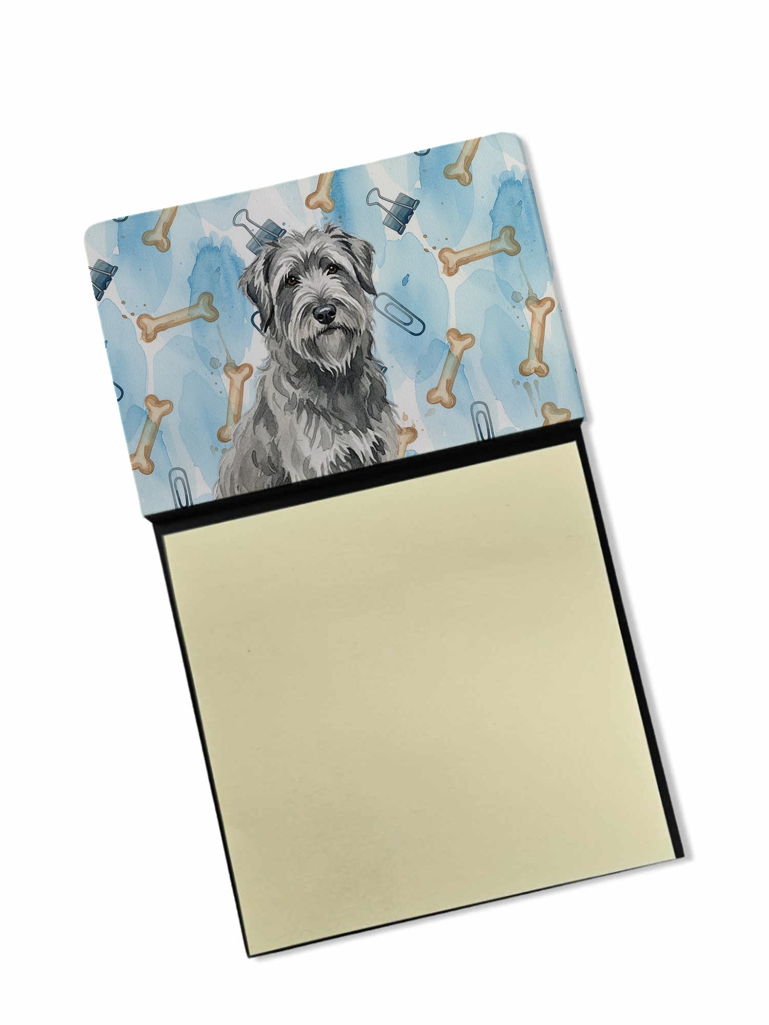 Gray Briard Coworker Watercolor Sticky Note Holder Refillable Dispenser Desk Accessory 3x3 Pad Gift