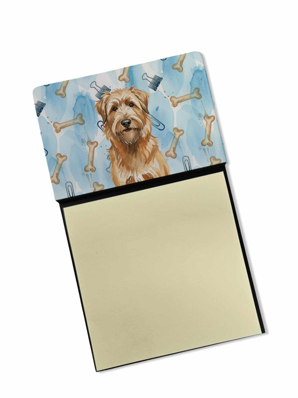 Tawny Briard Coworker Watercolor Sticky Note Holder Refillable Dispenser Desk Accessory 3x3 Pad Gift