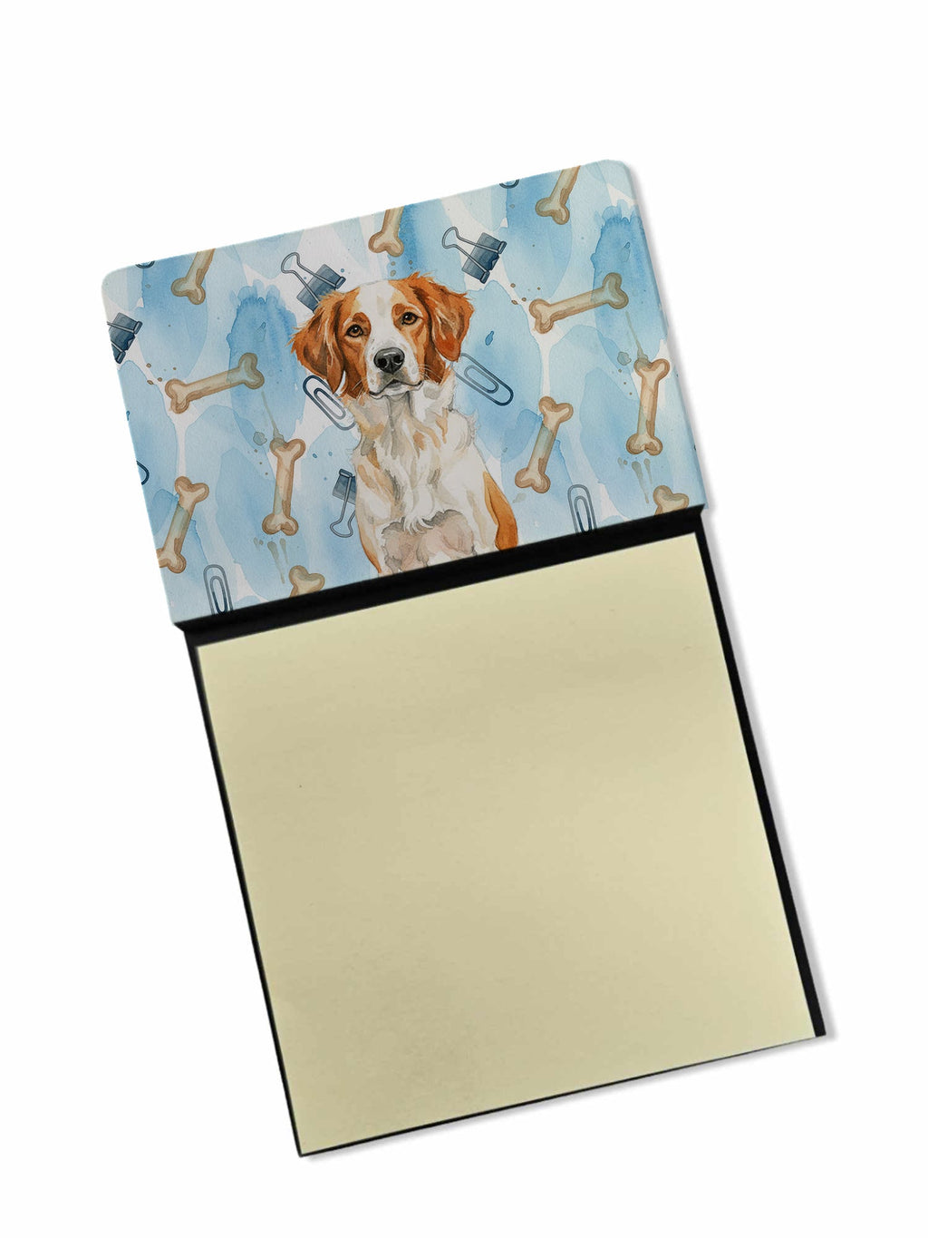 Orange and White Brittany Coworker Watercolor Sticky Note Holder Refillable Dispenser Desk Accessory 3x3 Pad Gift