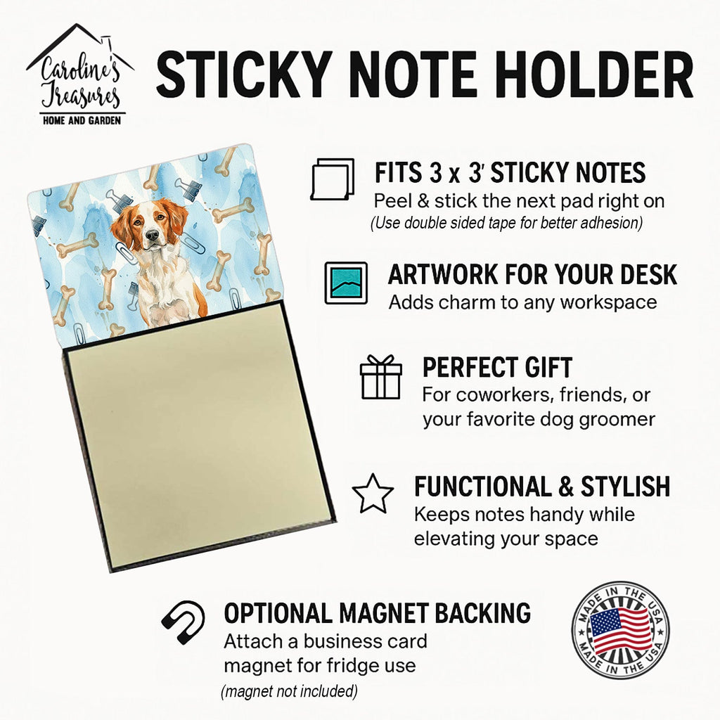 Orange and White Brittany Coworker Watercolor Sticky Note Holder Refillable Dispenser Desk Accessory 3x3 Pad Gift