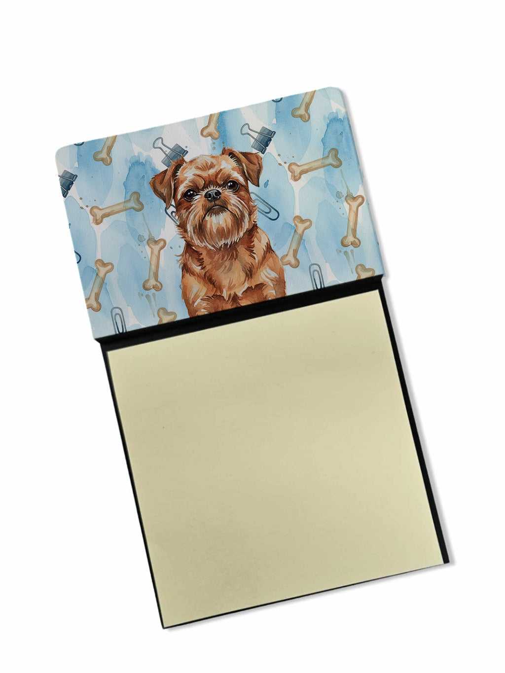Red Brussels Griffon Coworker Watercolor Sticky Note Holder Refillable Dispenser Desk Accessory 3x3 Pad Gift