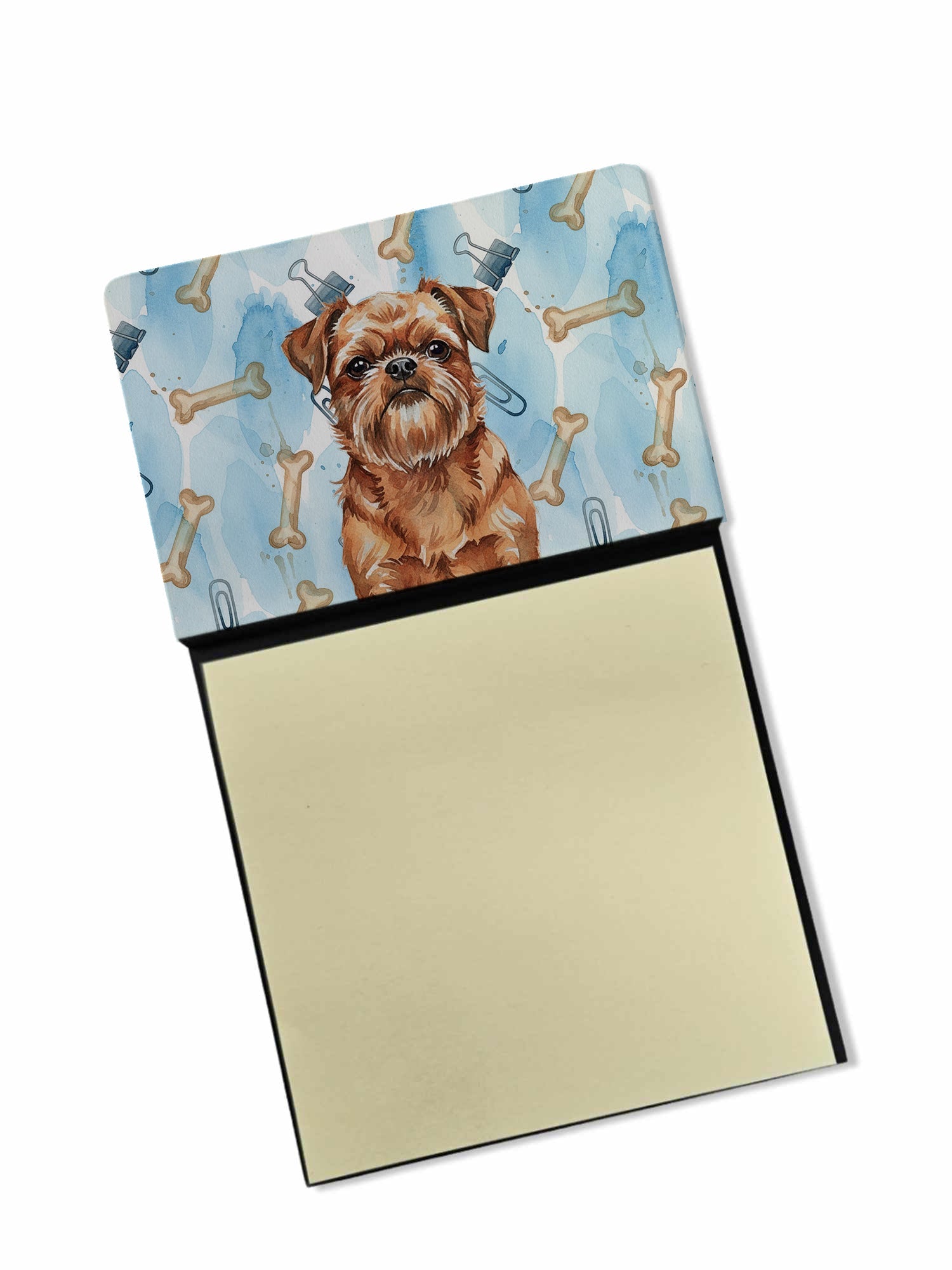 Red Brussels Griffon Coworker Watercolor Sticky Note Holder Refillable Dispenser Desk Accessory 3x3 Pad Gift