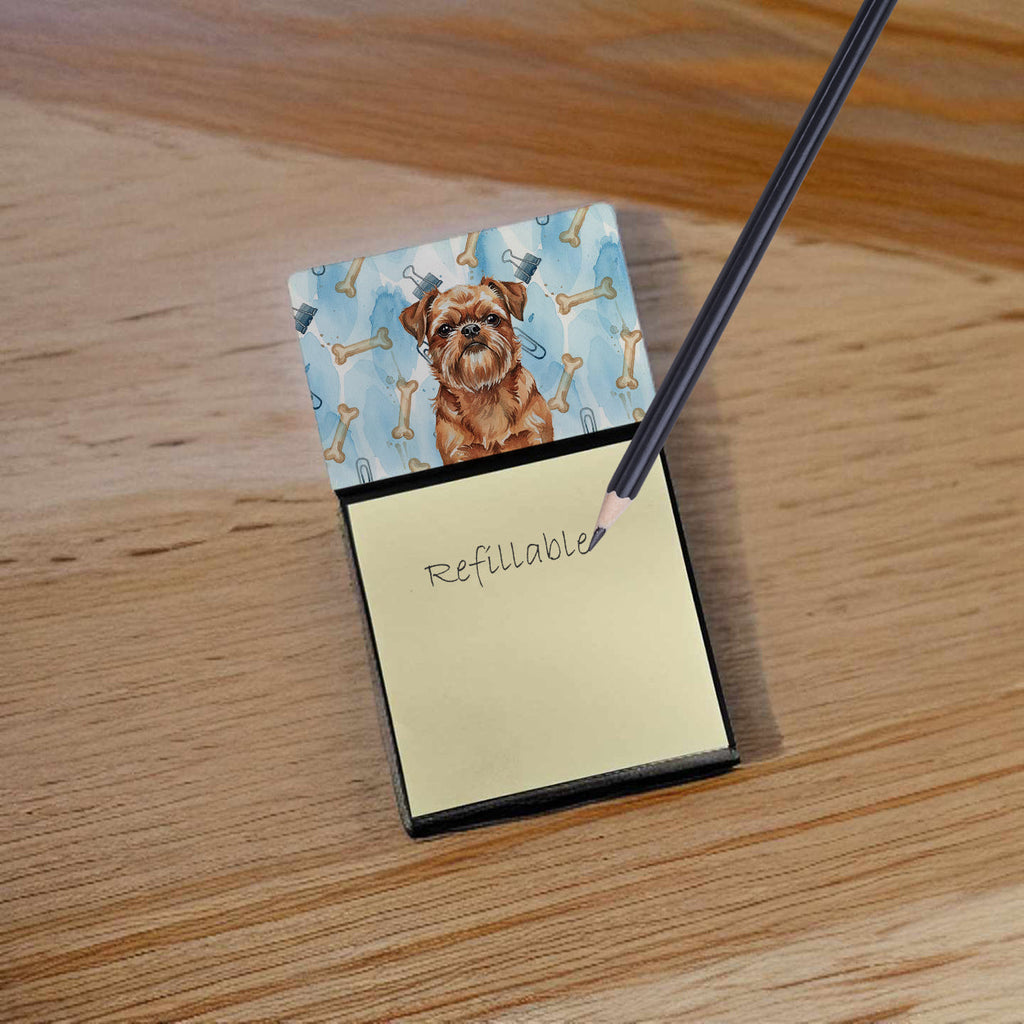 Red Brussels Griffon Coworker Watercolor Sticky Note Holder Refillable Dispenser Desk Accessory 3x3 Pad Gift