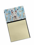 White Bull Terrier Coworker Watercolor Sticky Note Holder Refillable Dispenser Desk Accessory 3x3 Pad Gift