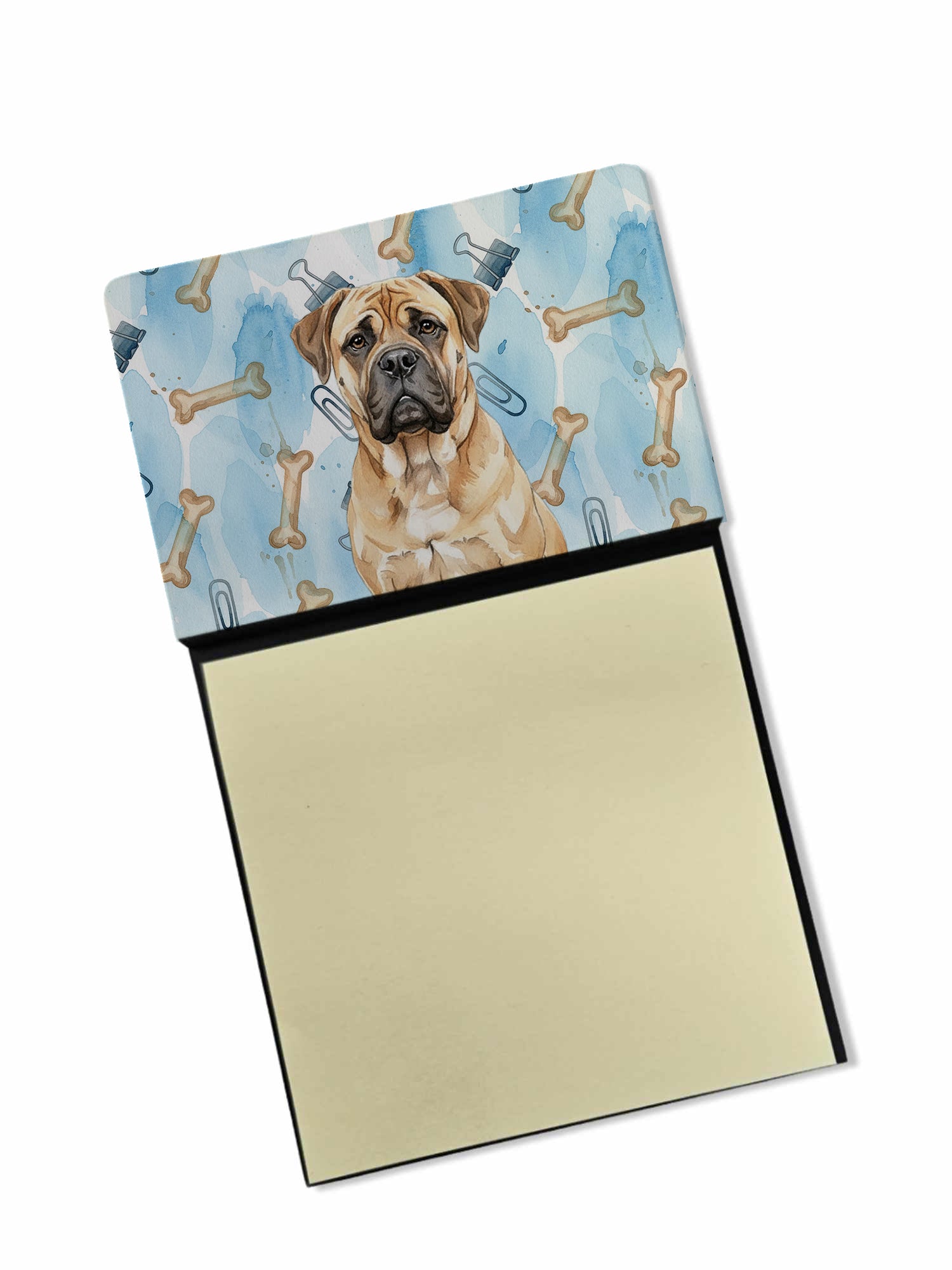 Bullmastiff Coworker Watercolor Sticky Note Holder Refillable Dispenser Desk Accessory 3x3 Pad Gift