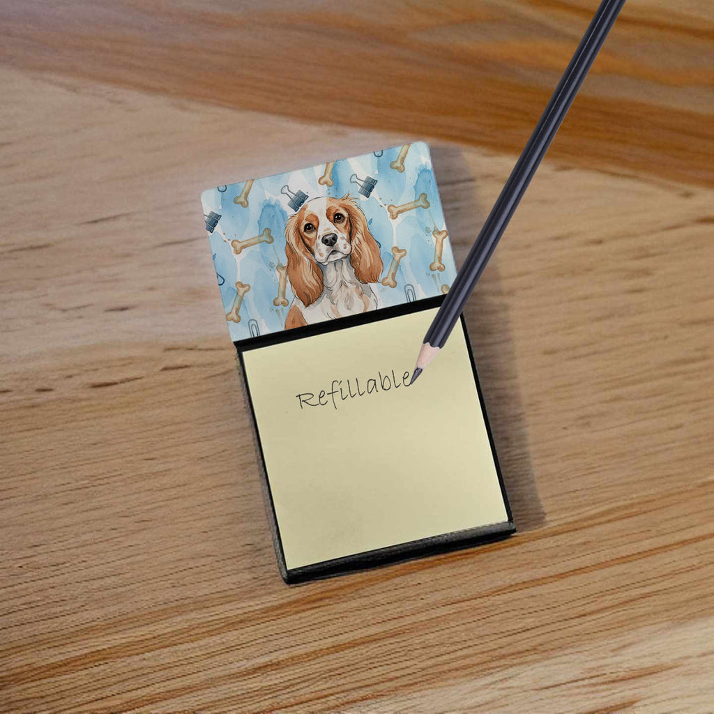 Blenheim Cavalier Spaniel Coworker Watercolor Sticky Note Holder Refillable Dispenser Desk Accessory 3x3 Pad Gift