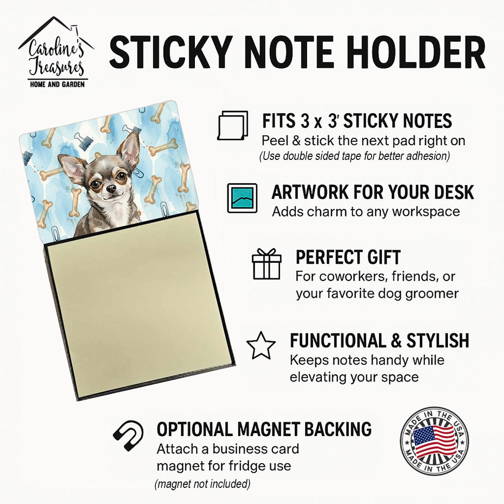 Chihuahua Coworker Watercolor Sticky Note Holder Refillable Dispenser Desk Accessory 3x3 Pad Gift
