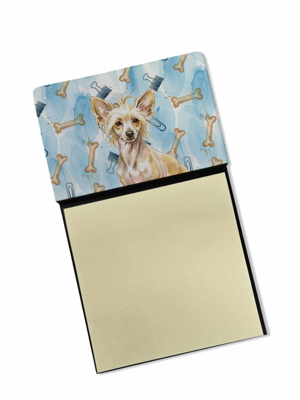 Hairless Palomino Chinese Crested Coworker Watercolor Sticky Note Holder Refillable Dispenser Desk Accessory 3x3 Pad Gift