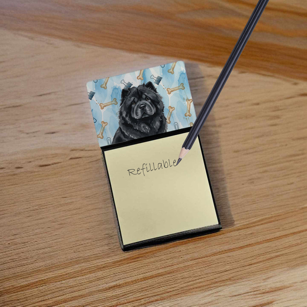 Black Chow Chow Coworker Watercolor Sticky Note Holder Refillable Dispenser Desk Accessory 3x3 Pad Gift