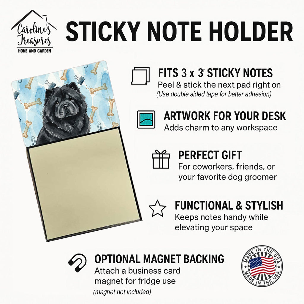 Black Chow Chow Coworker Watercolor Sticky Note Holder Refillable Dispenser Desk Accessory 3x3 Pad Gift