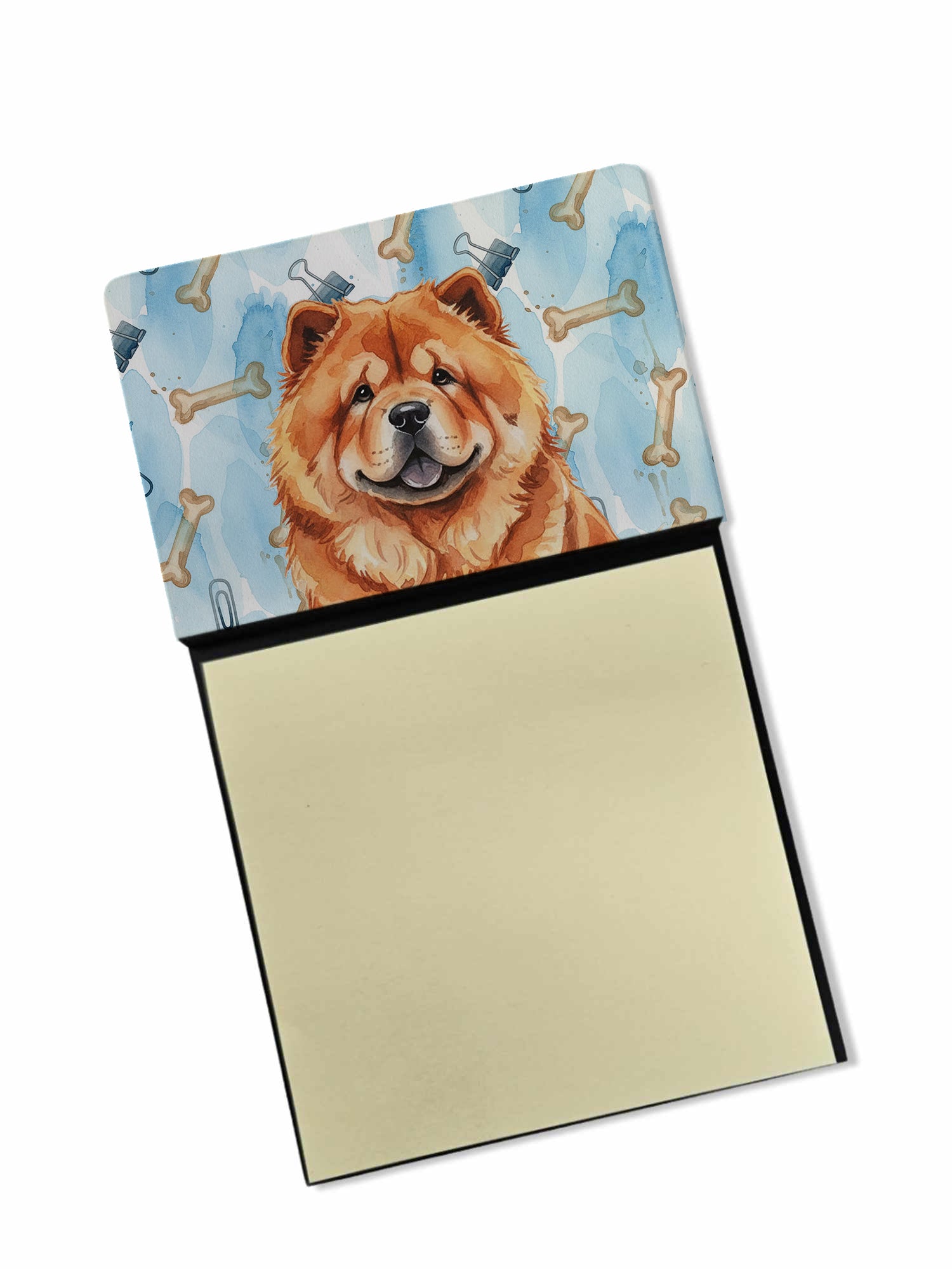 Red Chow Chow Coworker Watercolor Sticky Note Holder Refillable Dispenser Desk Accessory 3x3 Pad Gift