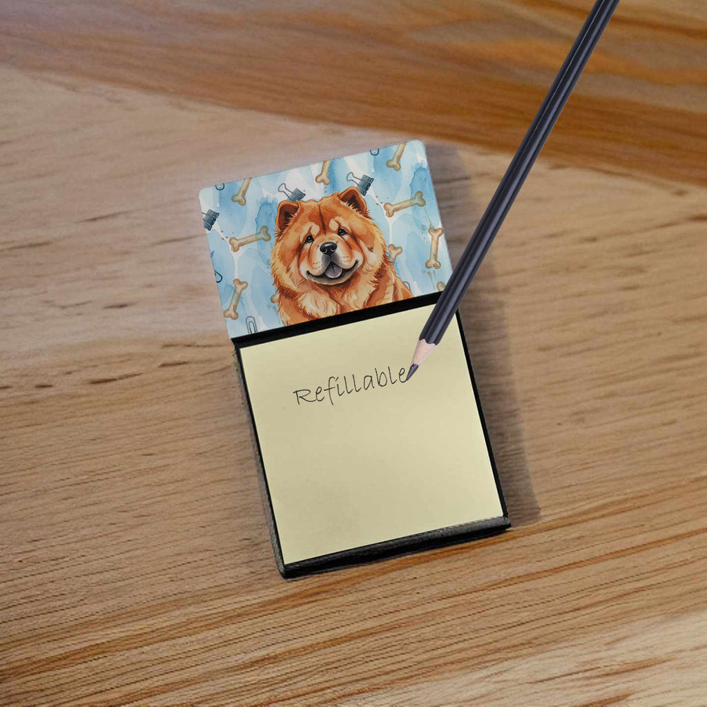 Red Chow Chow Coworker Watercolor Sticky Note Holder Refillable Dispenser Desk Accessory 3x3 Pad Gift