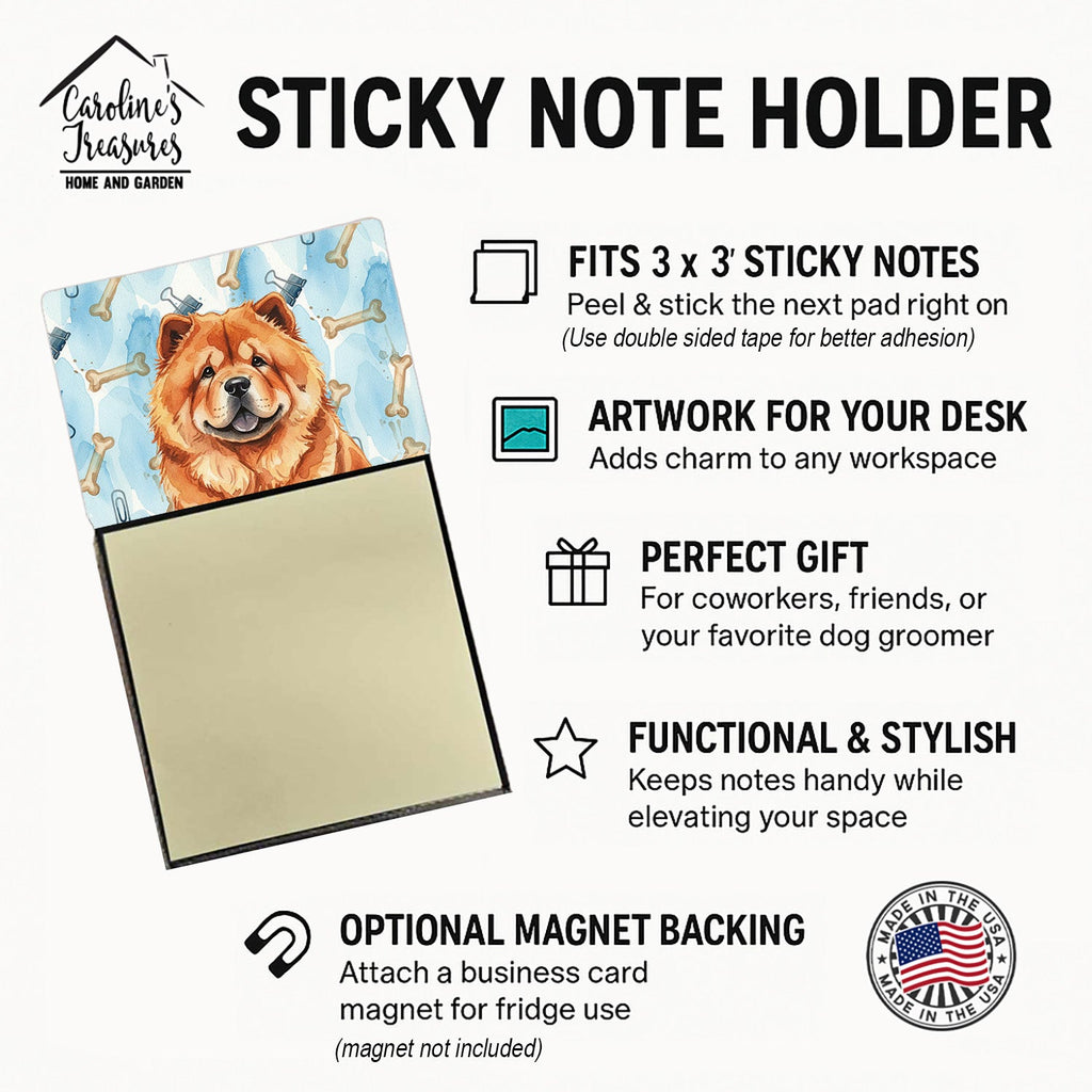 Red Chow Chow Coworker Watercolor Sticky Note Holder Refillable Dispenser Desk Accessory 3x3 Pad Gift