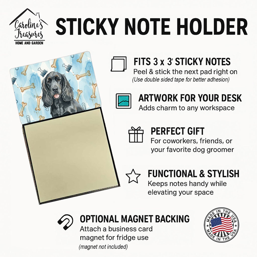 Black Cocker Spaniel Coworker Watercolor Sticky Note Holder Refillable Dispenser Desk Accessory 3x3 Pad Gift