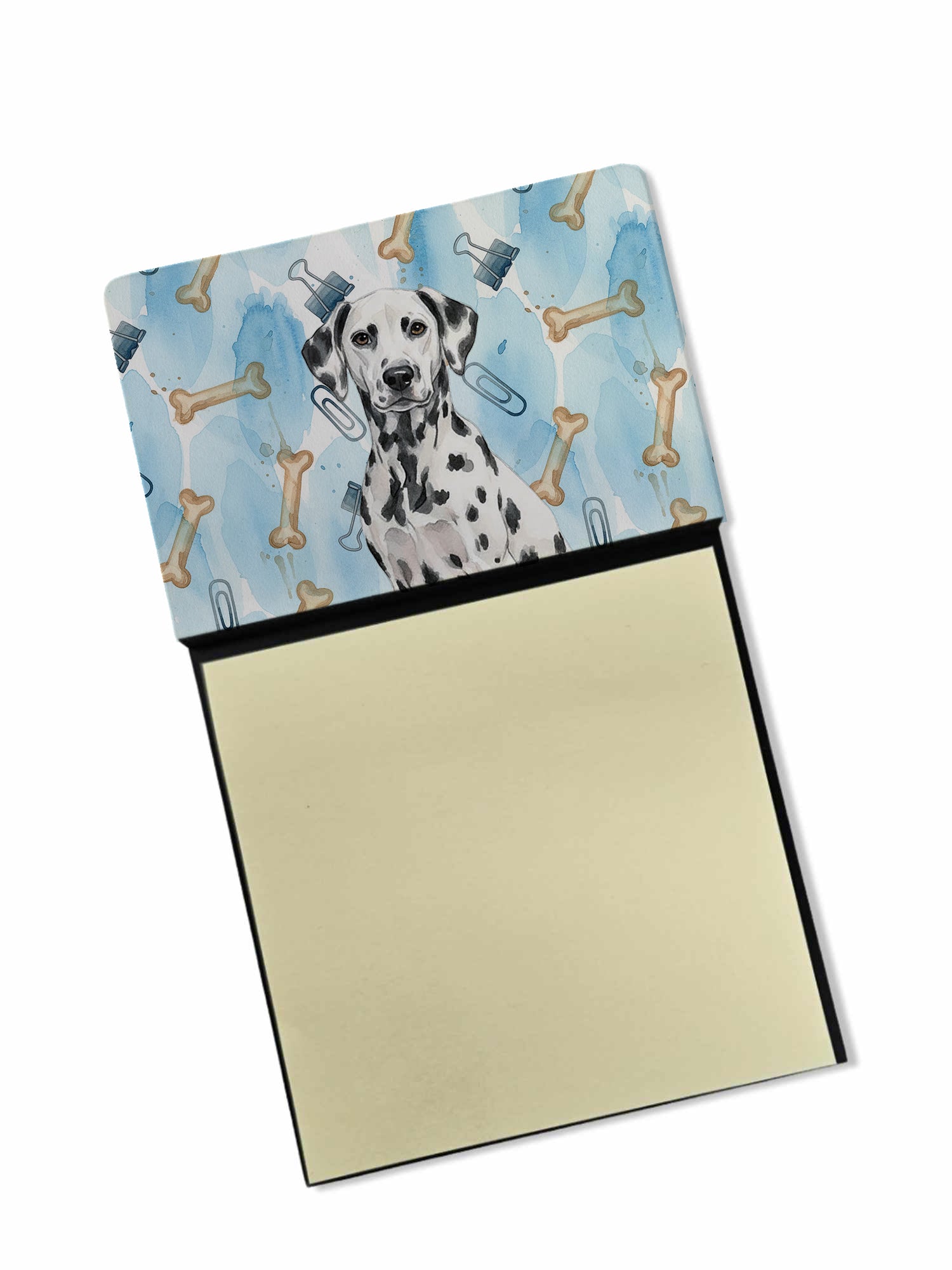 Dalmatian Coworker Watercolor Sticky Note Holder Refillable Dispenser Desk Accessory 3x3 Pad Gift