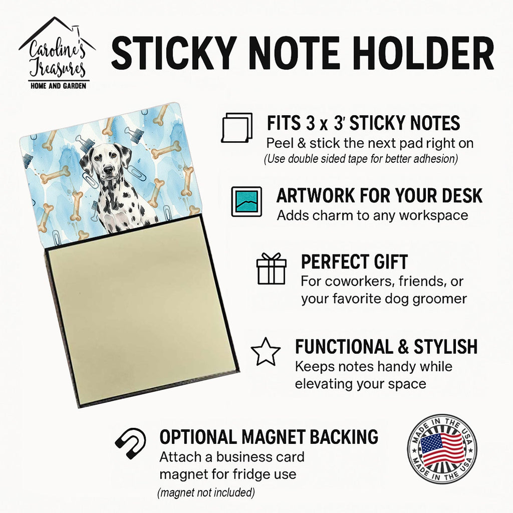 Dalmatian Coworker Watercolor Sticky Note Holder Refillable Dispenser Desk Accessory 3x3 Pad Gift