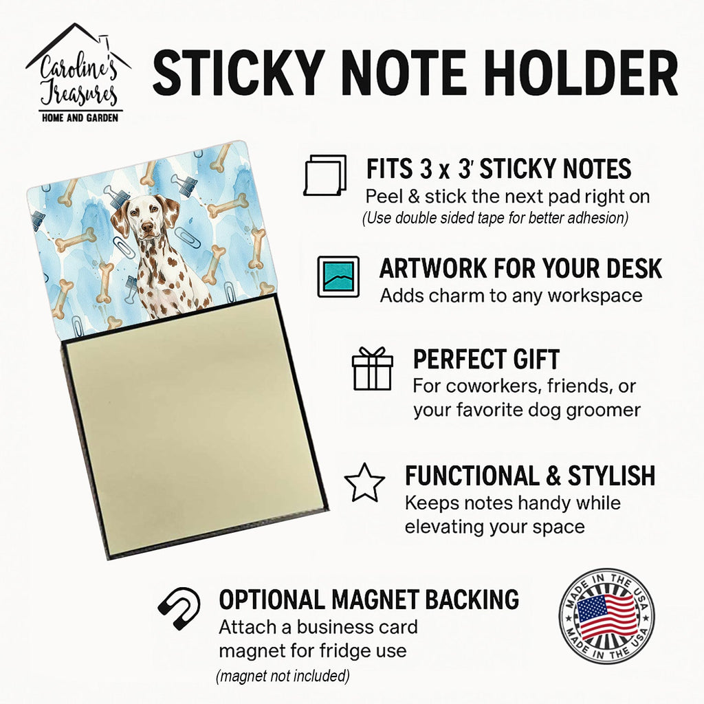 Liver Dalmatian Coworker Watercolor Sticky Note Holder Refillable Dispenser Desk Accessory 3x3 Pad Gift