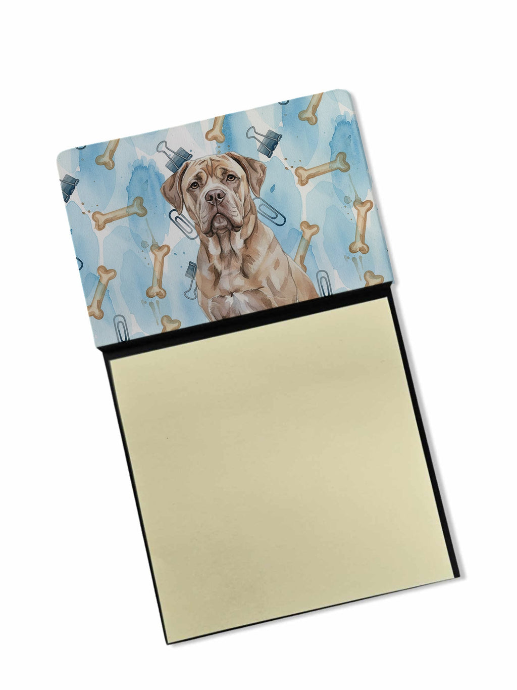 Isabella Dogue de Bordeaux Coworker Watercolor Sticky Note Holder Refillable Dispenser Desk Accessory 3x3 Pad Gift