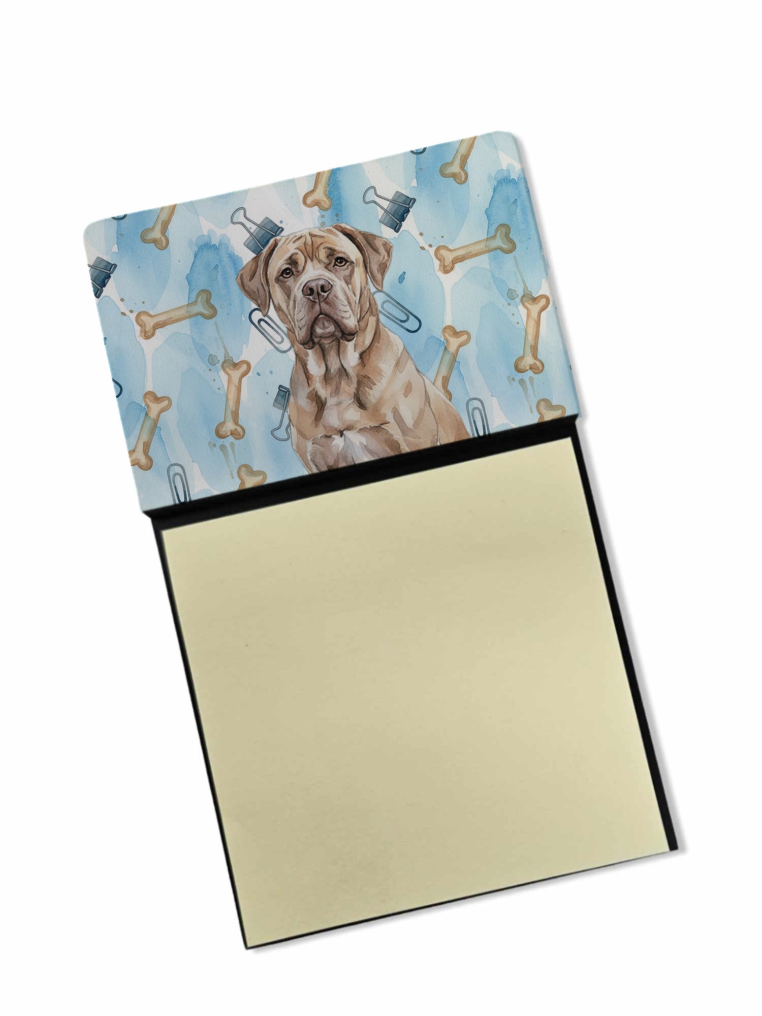 Isabella Dogue de Bordeaux Coworker Watercolor Sticky Note Holder Refillable Dispenser Desk Accessory 3x3 Pad Gift