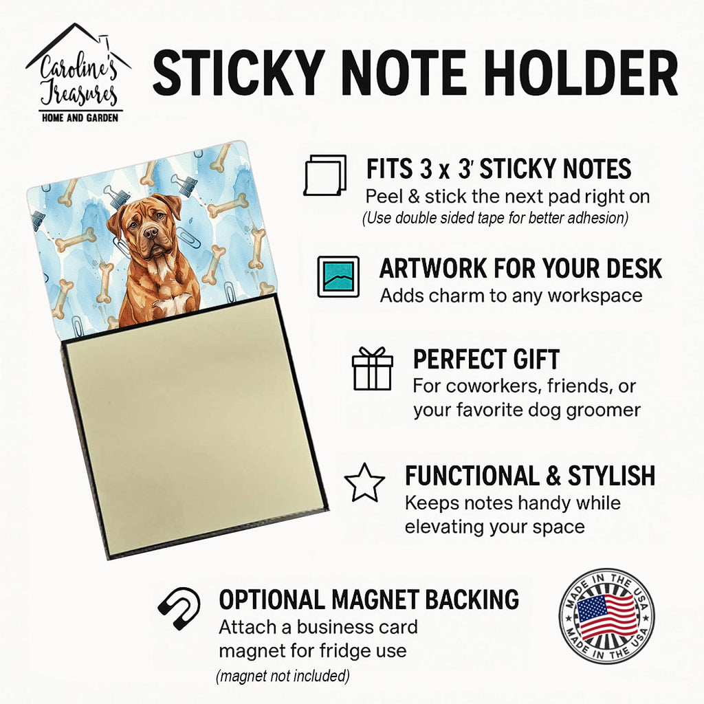 Mahogany Dogue de Bordeaux Coworker Watercolor Sticky Note Holder Refillable Dispenser Desk Accessory 3x3 Pad Gift