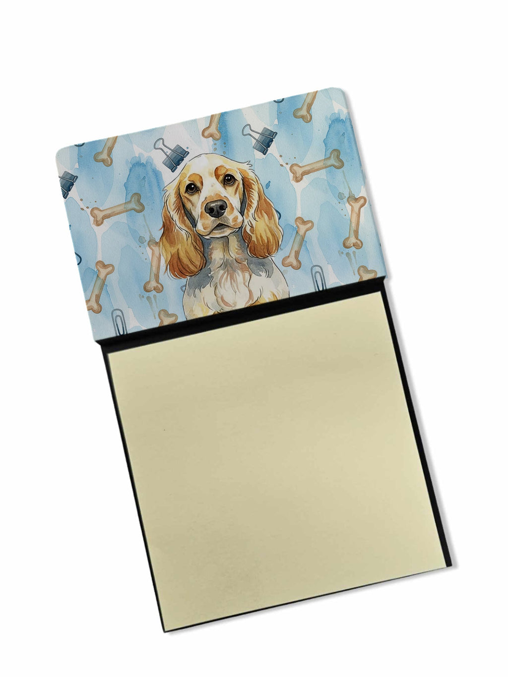 Lemon Roan English Cocker Spaniel Coworker Watercolor Sticky Note Holder Refillable Dispenser Desk Accessory 3x3 Pad Gift