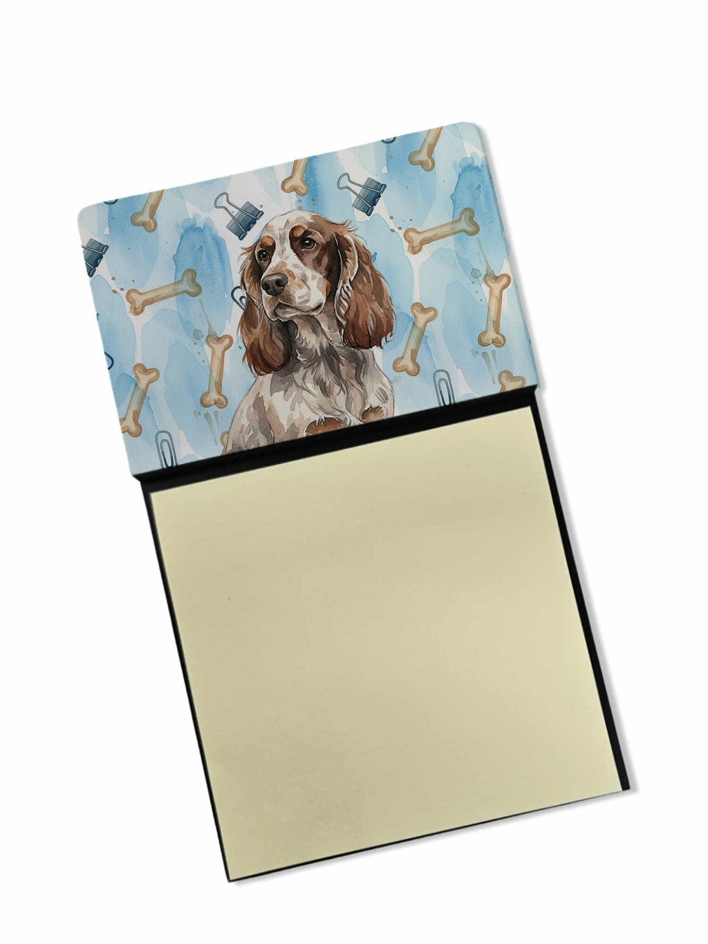 Liver Roan English Cocker Spaniel Coworker Watercolor Sticky Note Holder Refillable Dispenser Desk Accessory 3x3 Pad Gift