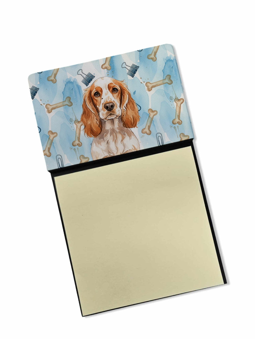 Orange Roan English Cocker Spaniel Coworker Watercolor Sticky Note Holder Refillable Dispenser Desk Accessory 3x3 Pad Gift