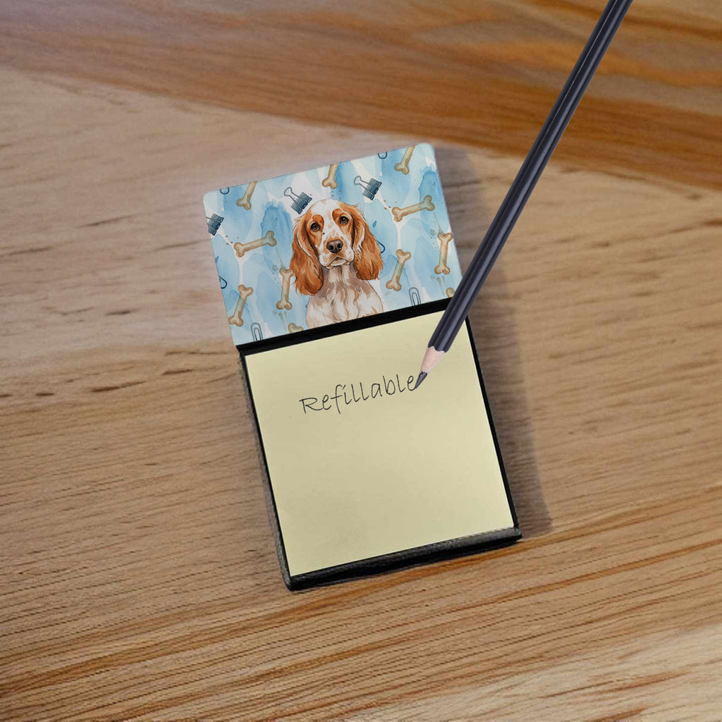 Orange Roan English Cocker Spaniel Coworker Watercolor Sticky Note Holder Refillable Dispenser Desk Accessory 3x3 Pad Gift