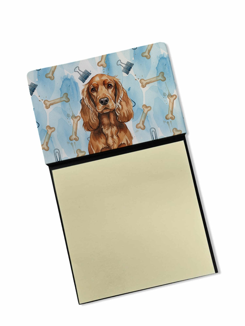 Red English Cocker Spaniel Coworker Watercolor Sticky Note Holder Refillable Dispenser Desk Accessory 3x3 Pad Gift