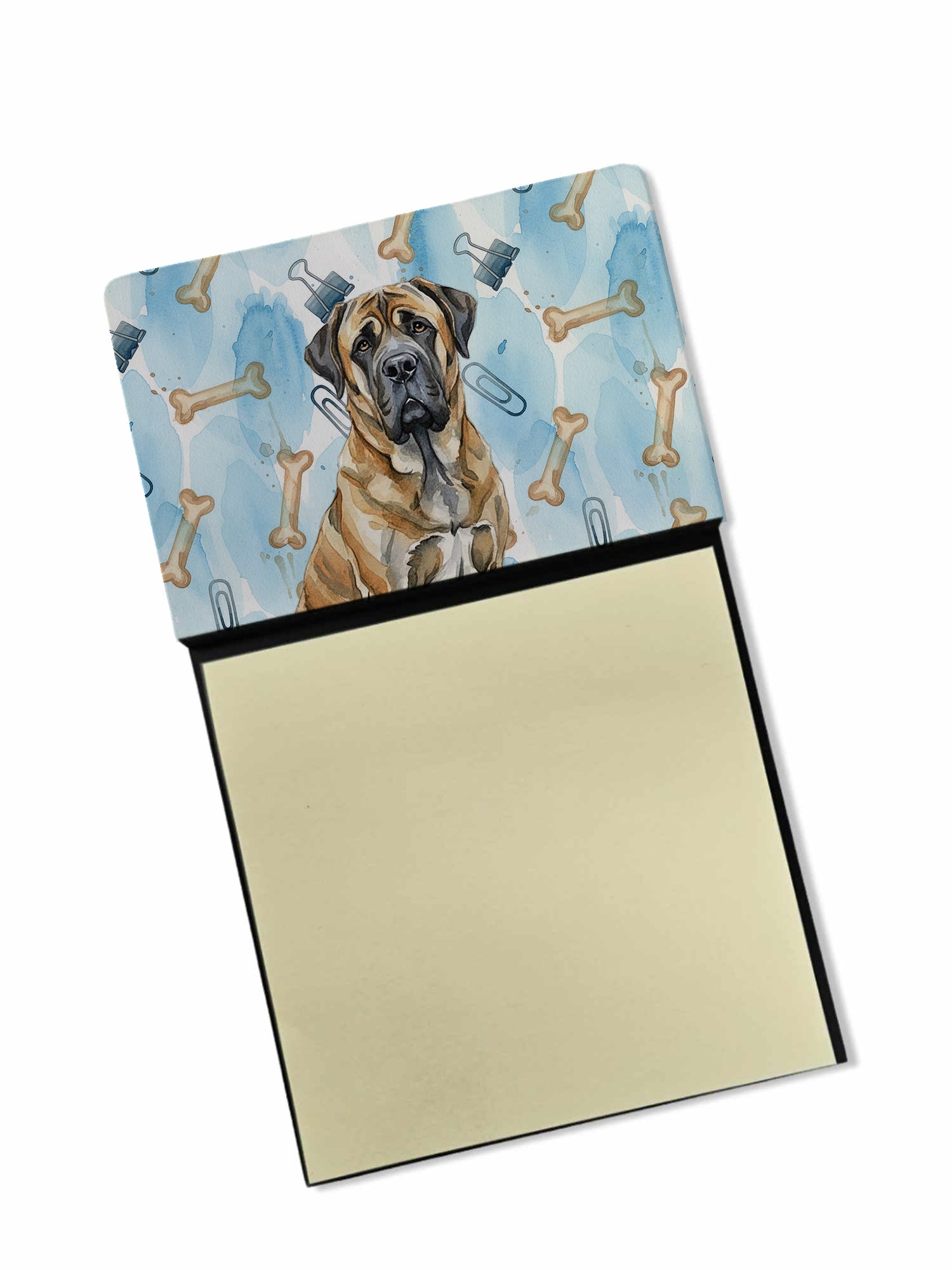 Brindle English Mastiff Coworker Watercolor Sticky Note Holder Refillable Dispenser Desk Accessory 3x3 Pad Gift