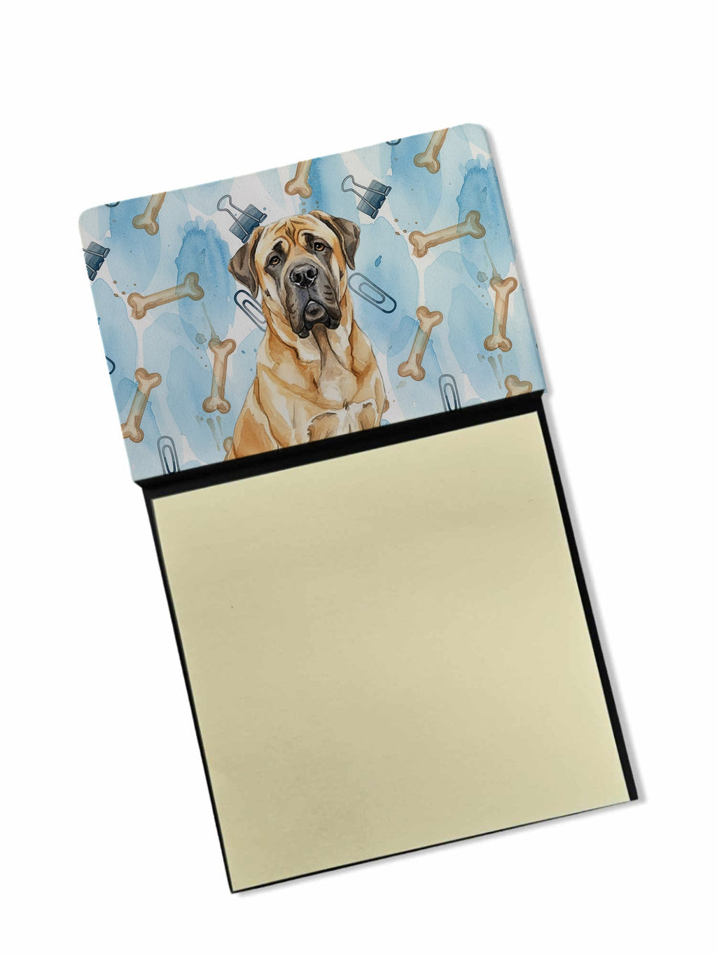Fawn English Mastiff Coworker Watercolor Sticky Note Holder Refillable Dispenser Desk Accessory 3x3 Pad Gift