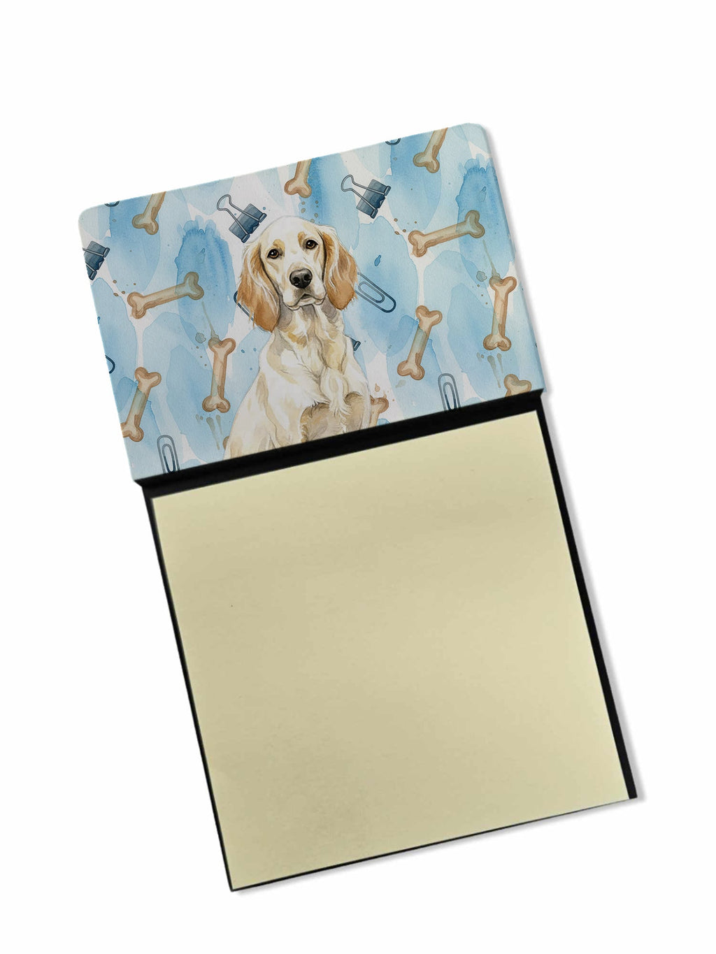 Lemon Belton English Setter Coworker Watercolor Sticky Note Holder Refillable Dispenser Desk Accessory 3x3 Pad Gift