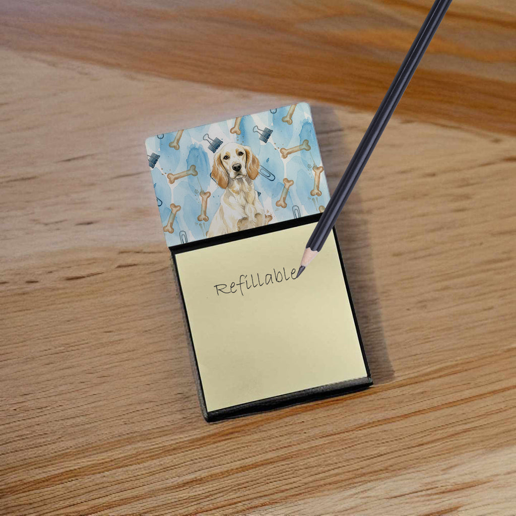 Lemon Belton English Setter Coworker Watercolor Sticky Note Holder Refillable Dispenser Desk Accessory 3x3 Pad Gift