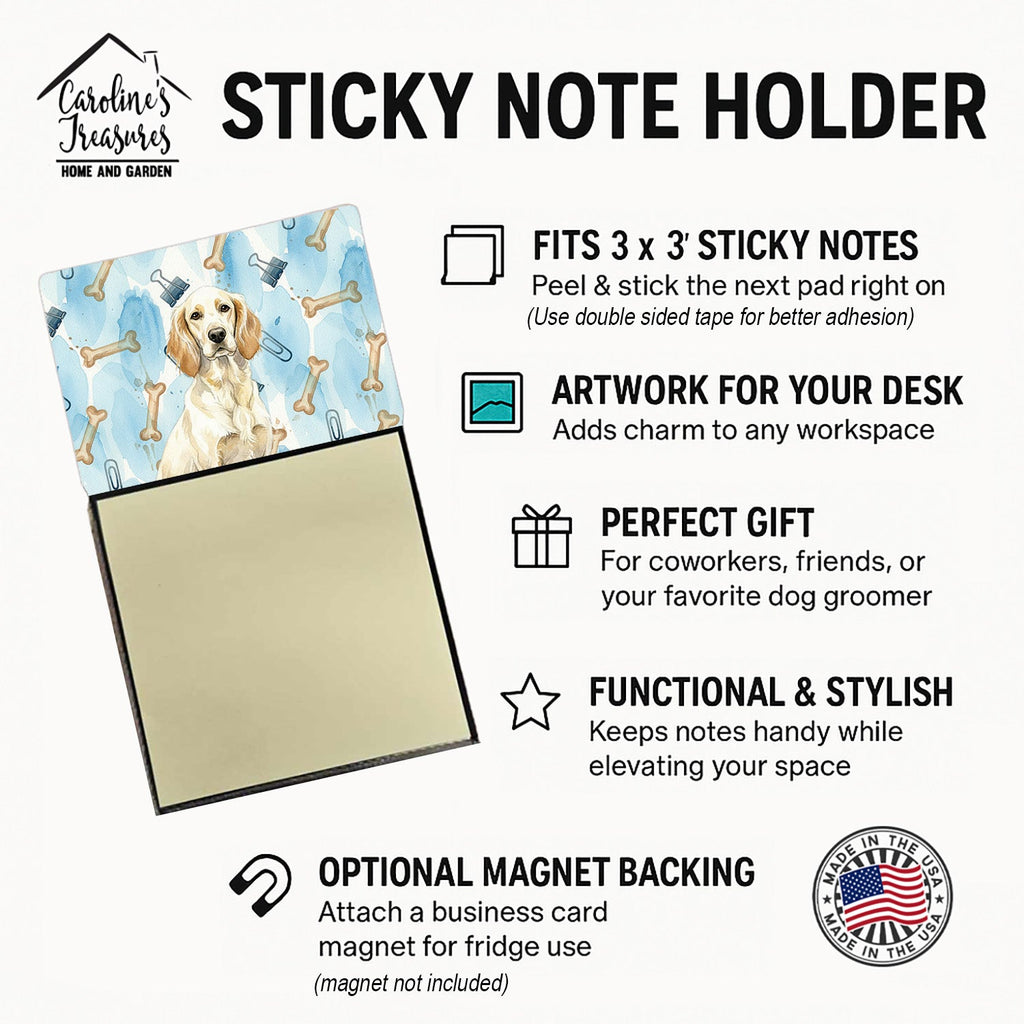Lemon Belton English Setter Coworker Watercolor Sticky Note Holder Refillable Dispenser Desk Accessory 3x3 Pad Gift