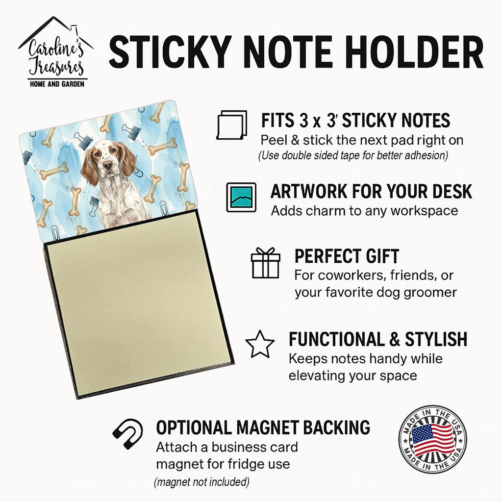 Liver Belton English Setter Coworker Watercolor Sticky Note Holder Refillable Dispenser Desk Accessory 3x3 Pad Gift