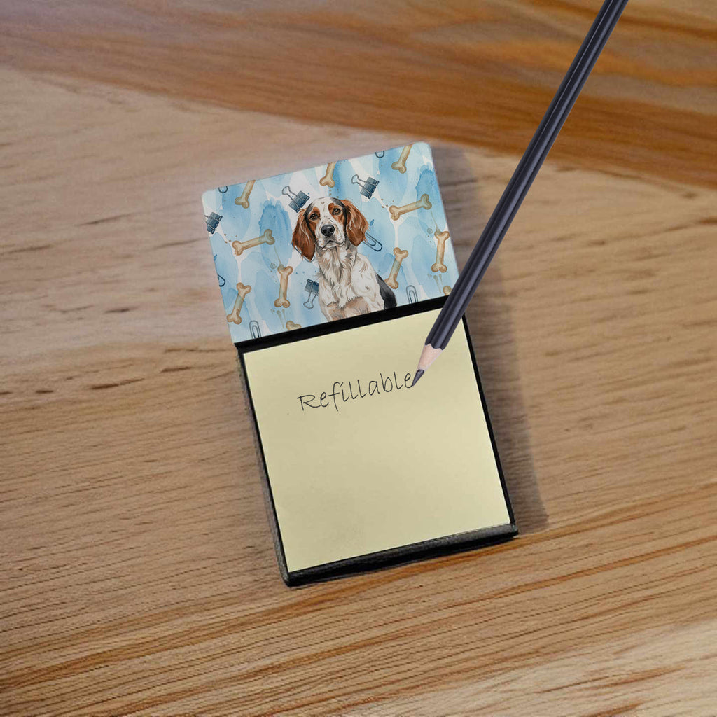 Tricolor English Setter Coworker Watercolor Sticky Note Holder Refillable Dispenser Desk Accessory 3x3 Pad Gift