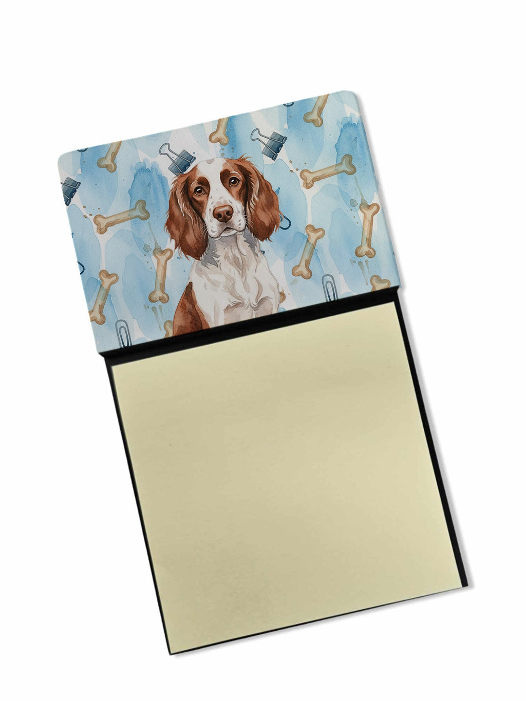 Liver and White English Springer Spaniel Coworker Watercolor Sticky Note Holder Refillable Dispenser Desk Accessory 3x3 Pad Gift