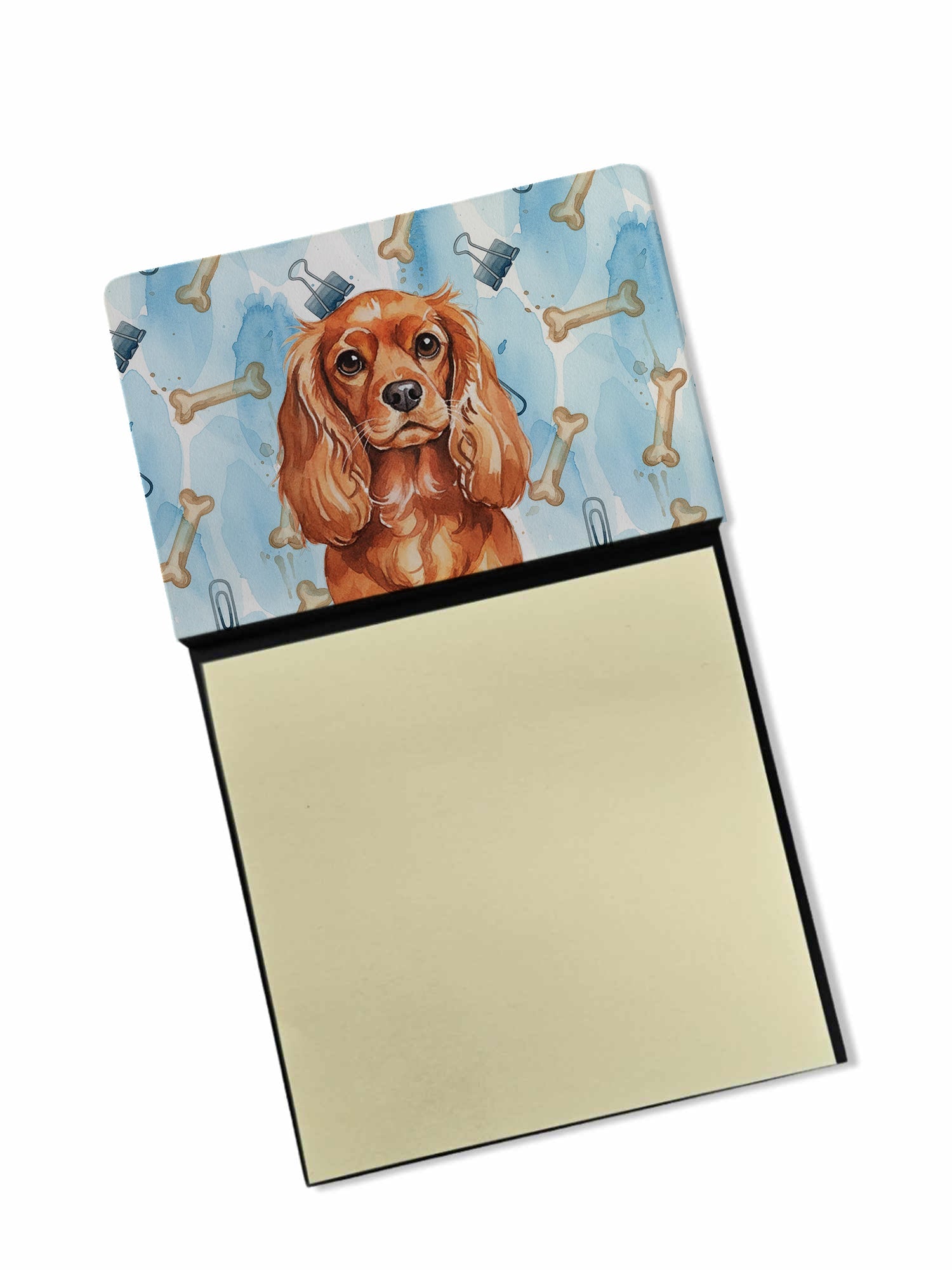 Ruby English Toy Spaniel Coworker Watercolor Sticky Note Holder Refillable Dispenser Desk Accessory 3x3 Pad Gift