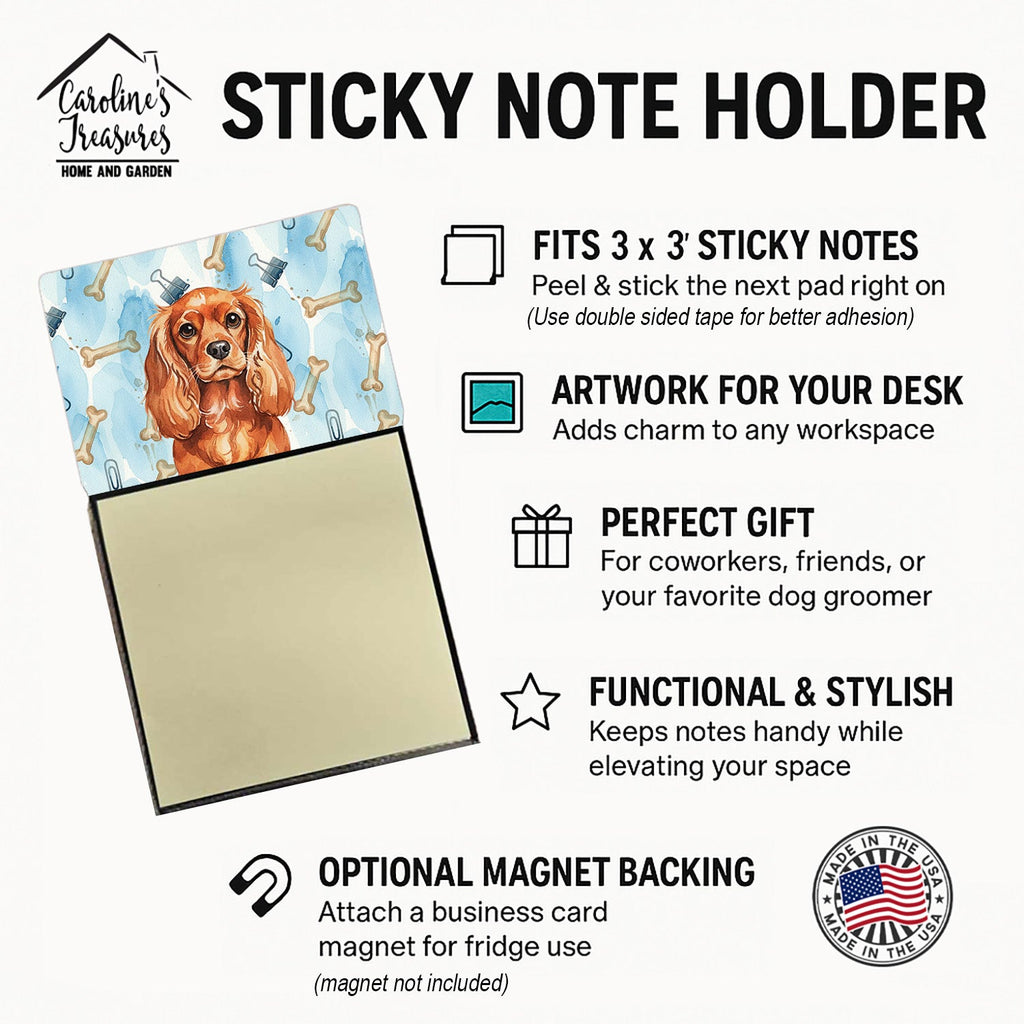 Ruby English Toy Spaniel Coworker Watercolor Sticky Note Holder Refillable Dispenser Desk Accessory 3x3 Pad Gift