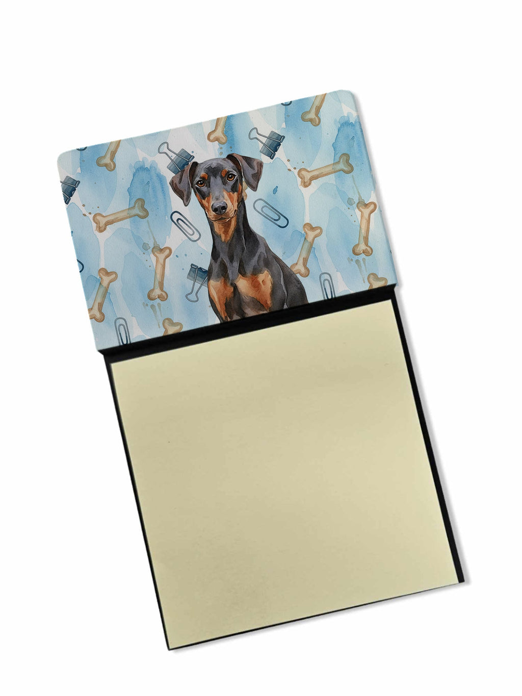 German Pinscher Coworker Watercolor Sticky Note Holder Refillable Dispenser Desk Accessory 3x3 Pad Gift