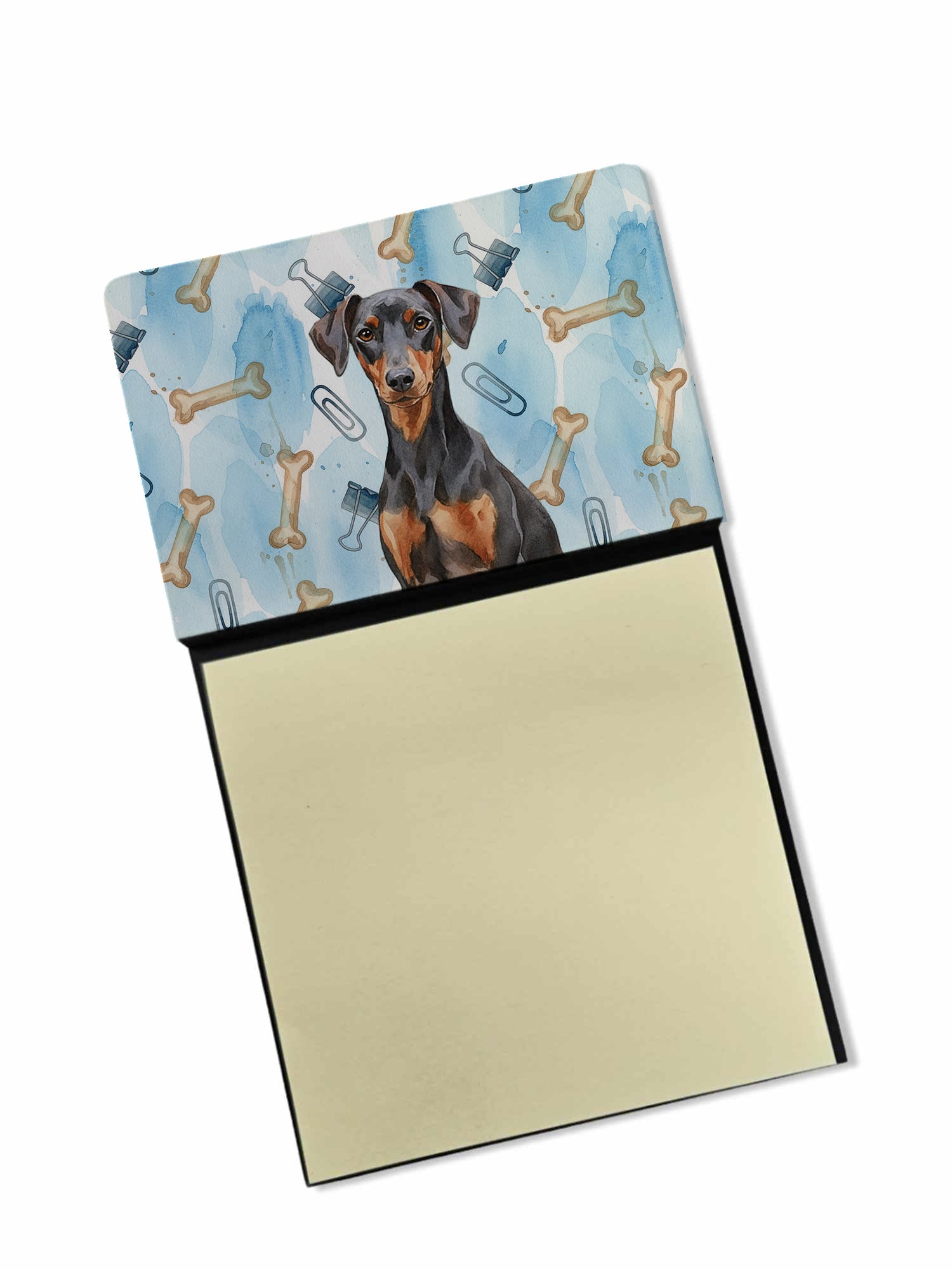 German Pinscher Coworker Watercolor Sticky Note Holder Refillable Dispenser Desk Accessory 3x3 Pad Gift