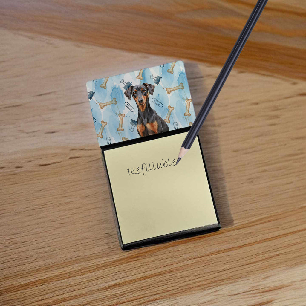 German Pinscher Coworker Watercolor Sticky Note Holder Refillable Dispenser Desk Accessory 3x3 Pad Gift