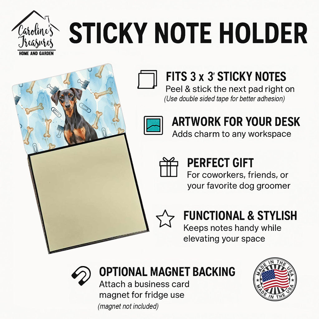 German Pinscher Coworker Watercolor Sticky Note Holder Refillable Dispenser Desk Accessory 3x3 Pad Gift