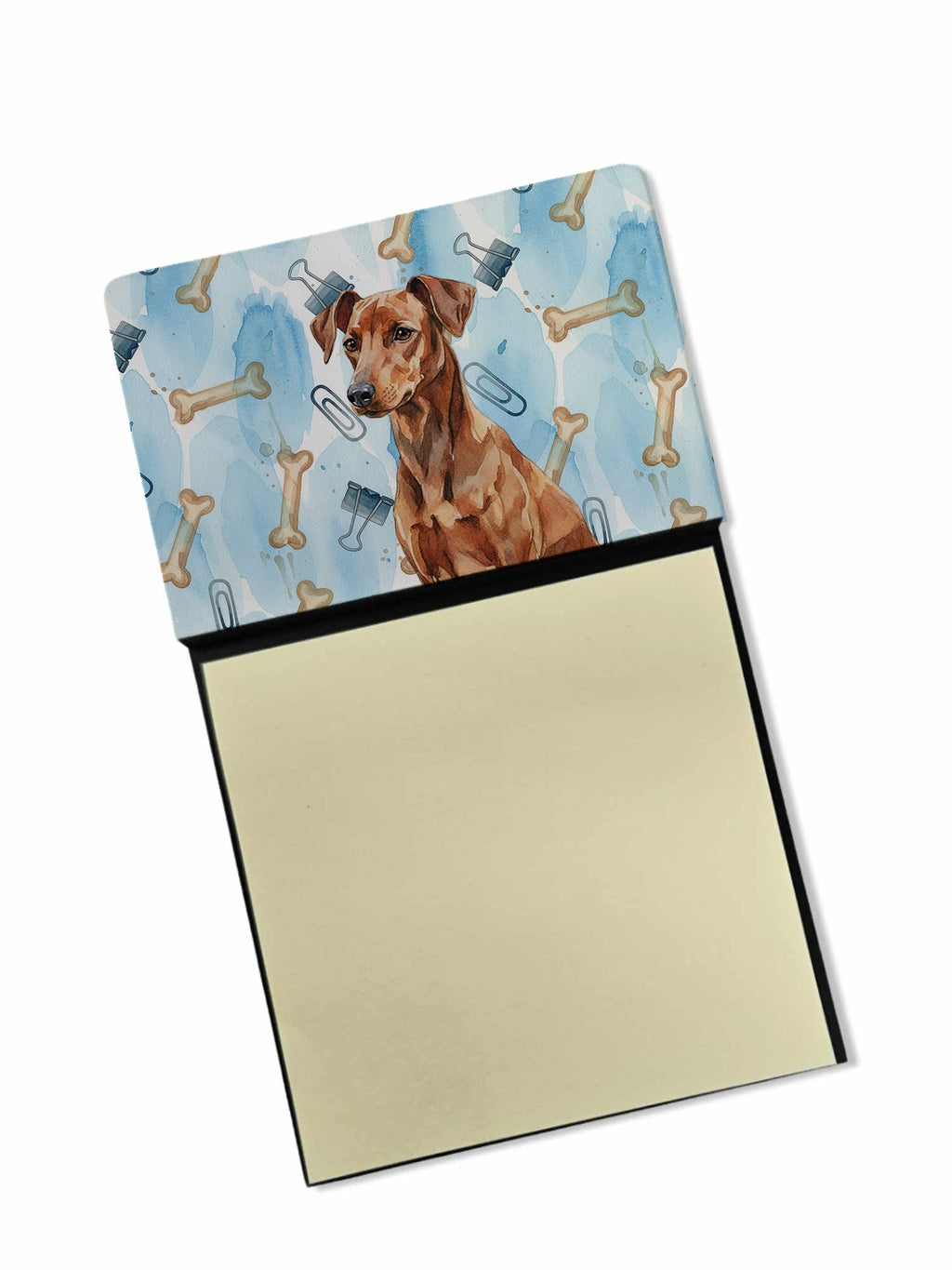 Red German Pinscher Coworker Watercolor Sticky Note Holder Refillable Dispenser Desk Accessory 3x3 Pad Gift