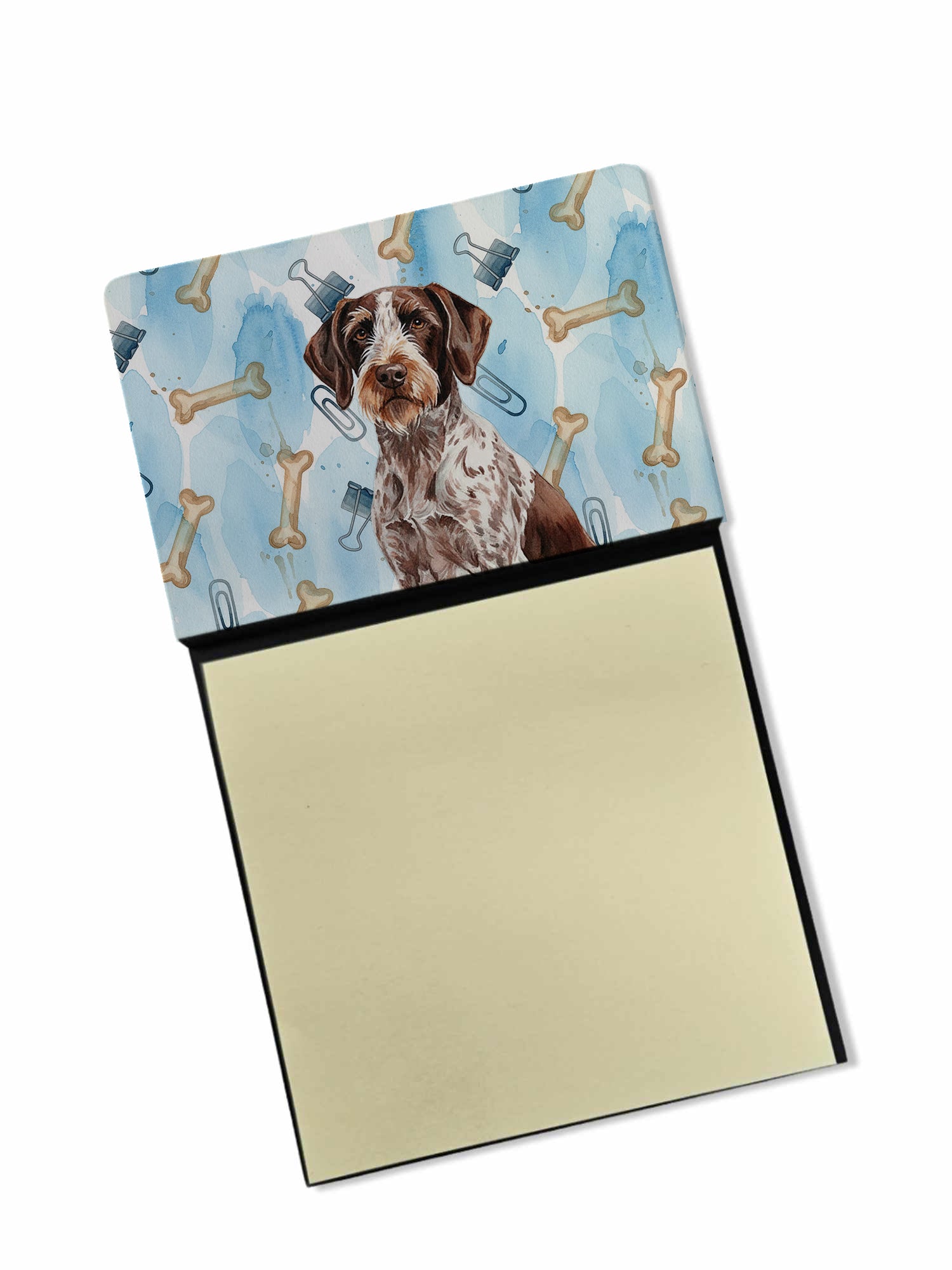 Roan German Wirehaired Pointer Coworker Watercolor Sticky Note Holder Refillable Dispenser Desk Accessory 3x3 Pad Gift