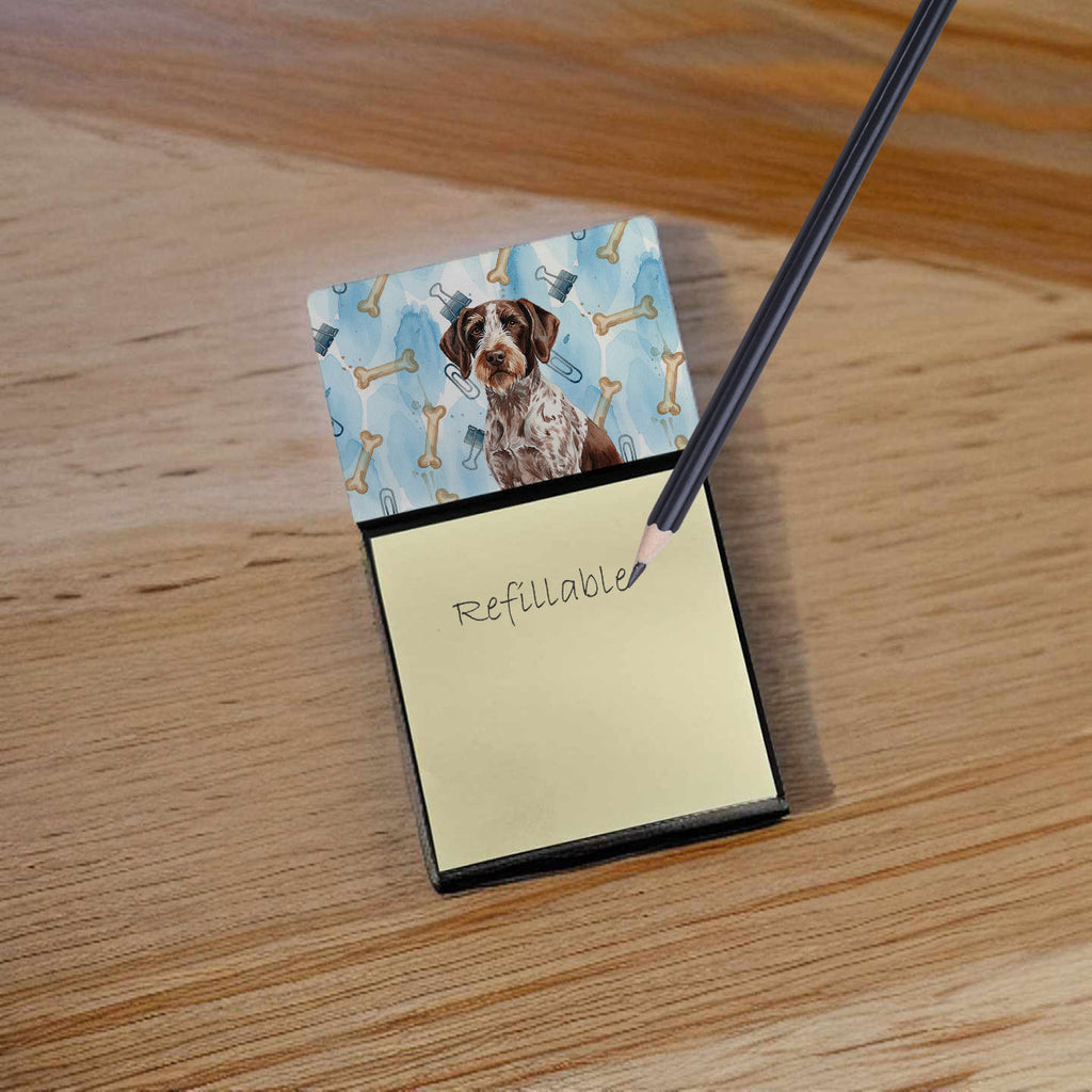 Roan German Wirehaired Pointer Coworker Watercolor Sticky Note Holder Refillable Dispenser Desk Accessory 3x3 Pad Gift