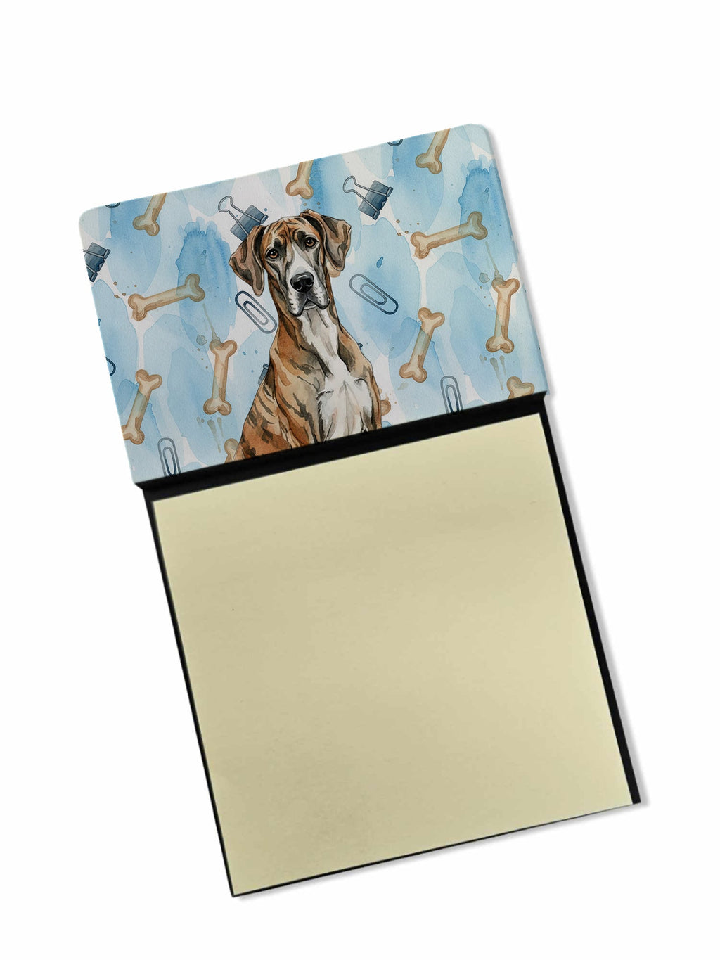 Brindle Great Dane Coworker Watercolor Sticky Note Holder Refillable Dispenser Desk Accessory 3x3 Pad Gift