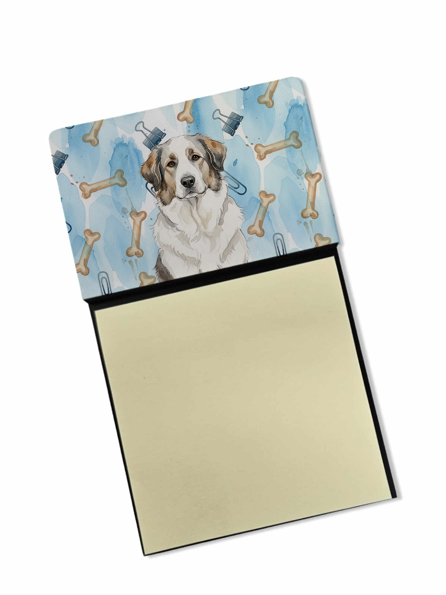 Badger Great Pyrenees Coworker Watercolor Sticky Note Holder Refillable Dispenser Desk Accessory 3x3 Pad Gift