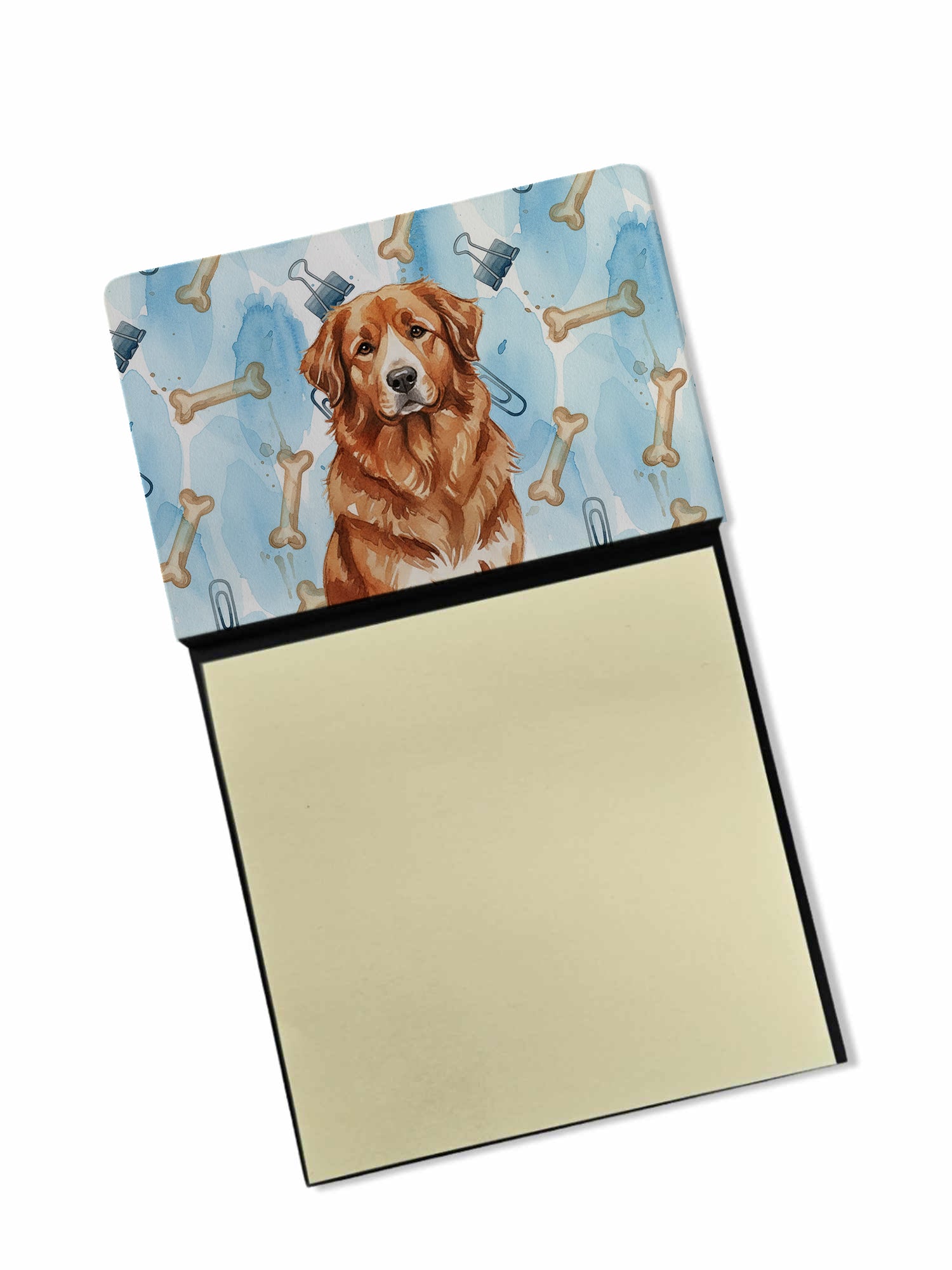 Reddish Brown Great Pyrenees Coworker Watercolor Sticky Note Holder Refillable Dispenser Desk Accessory 3x3 Pad Gift