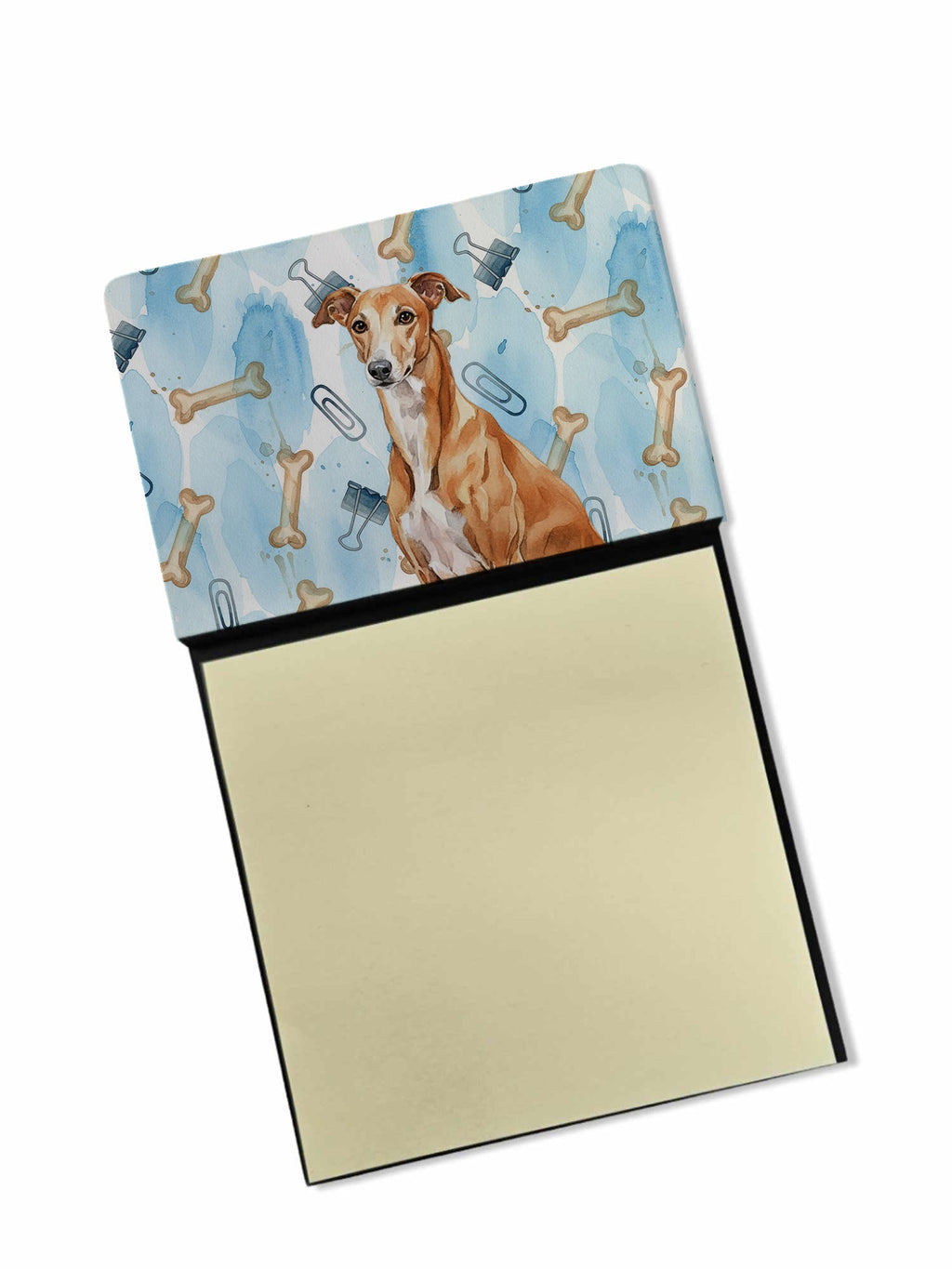 Red Greyhound Coworker Watercolor Sticky Note Holder Refillable Dispenser Desk Accessory 3x3 Pad Gift